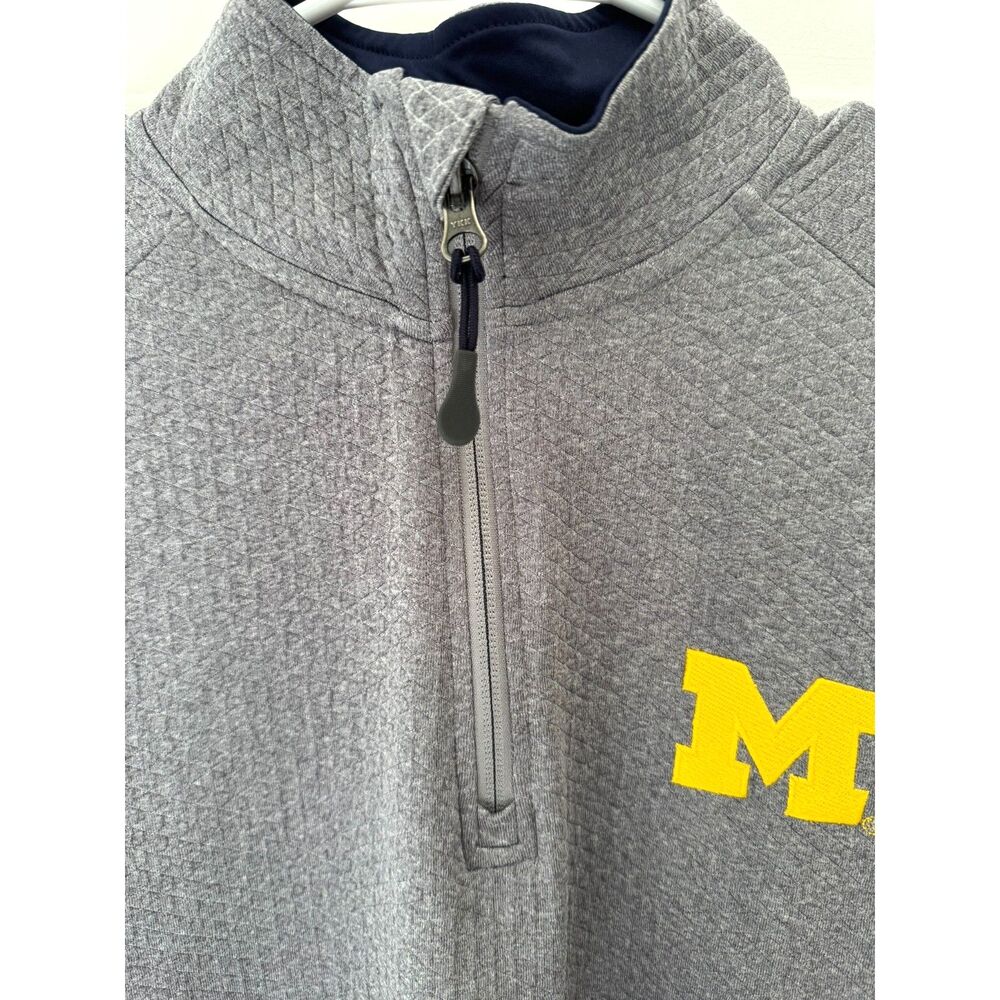 Champion Michigan Wolverines 1/4 Zip Pullover Men's Small S Gray Waffle Knit